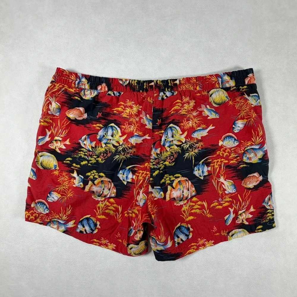 Vintage Polo Sport Ralph Lauren Red Tropical Fish Swim Trunks Mens Large L 90s